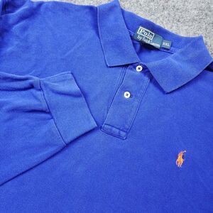 Polo Ralph Lauren Shirt Mens 2XL XXL Polo‎ Long Sleeve Blue Orange Pony Logo